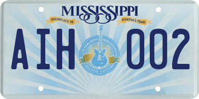 MS license plate AIH002