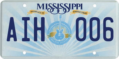 MS license plate AIH006