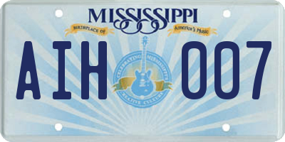 MS license plate AIH007