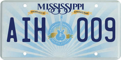 MS license plate AIH009