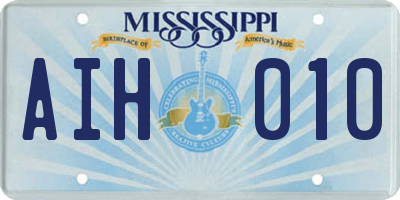 MS license plate AIH010