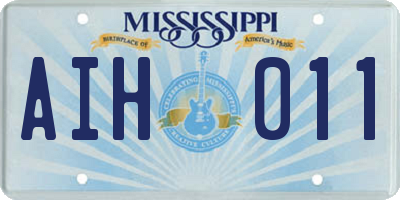 MS license plate AIH011