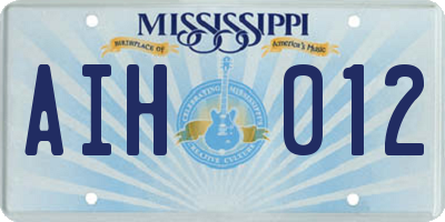 MS license plate AIH012
