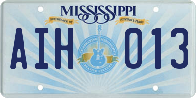 MS license plate AIH013