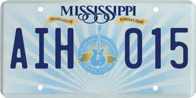 MS license plate AIH015