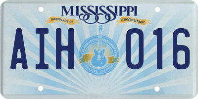 MS license plate AIH016