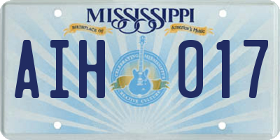 MS license plate AIH017