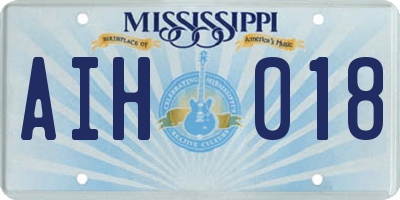 MS license plate AIH018