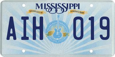 MS license plate AIH019
