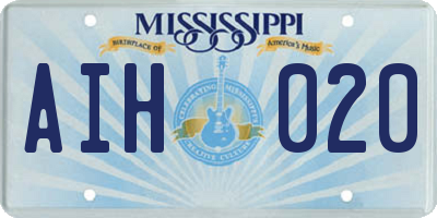 MS license plate AIH020