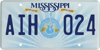 MS license plate AIH024