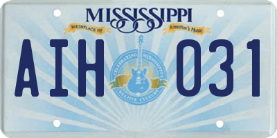 MS license plate AIH031