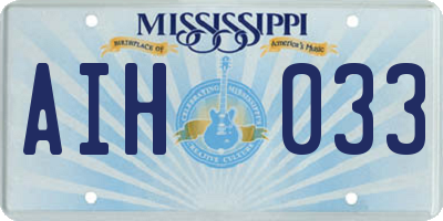 MS license plate AIH033