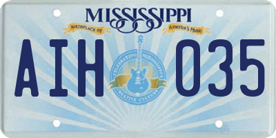 MS license plate AIH035
