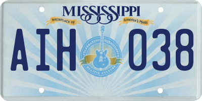 MS license plate AIH038