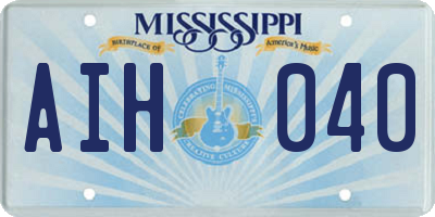 MS license plate AIH040