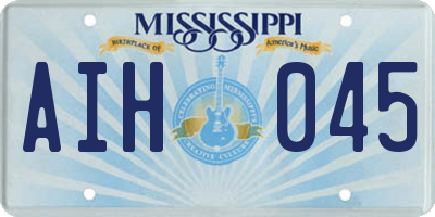 MS license plate AIH045