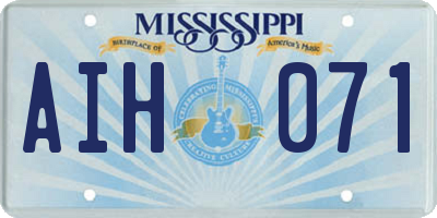 MS license plate AIH071