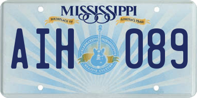MS license plate AIH089