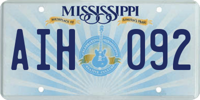 MS license plate AIH092
