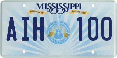 MS license plate AIH100