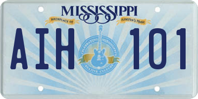 MS license plate AIH101