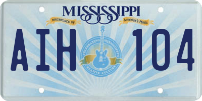 MS license plate AIH104