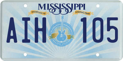 MS license plate AIH105