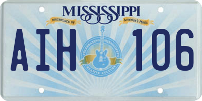 MS license plate AIH106