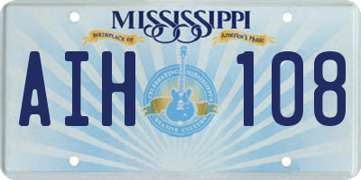 MS license plate AIH108