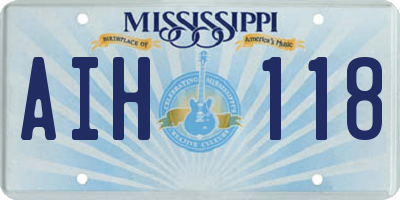 MS license plate AIH118