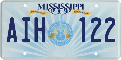 MS license plate AIH122