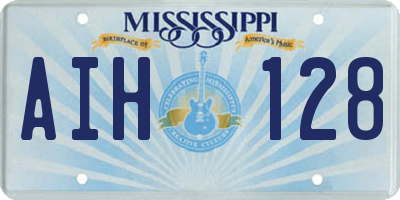 MS license plate AIH128
