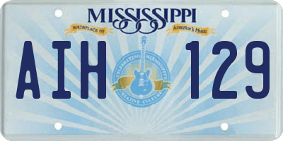 MS license plate AIH129