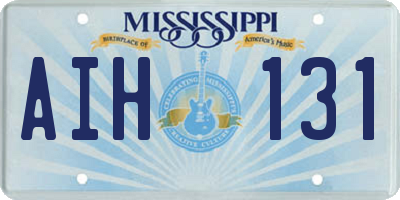 MS license plate AIH131