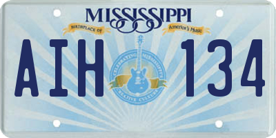 MS license plate AIH134