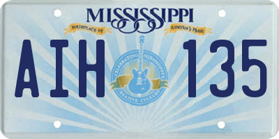 MS license plate AIH135