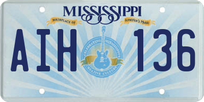 MS license plate AIH136