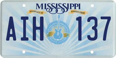 MS license plate AIH137