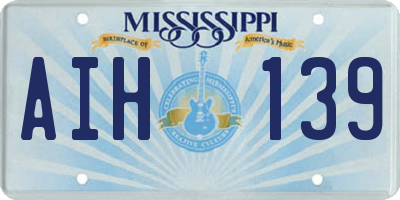 MS license plate AIH139