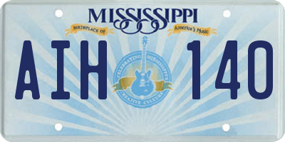 MS license plate AIH140