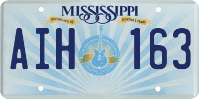 MS license plate AIH163