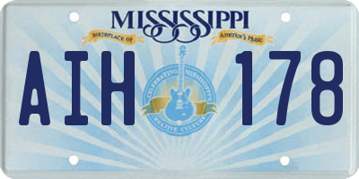 MS license plate AIH178