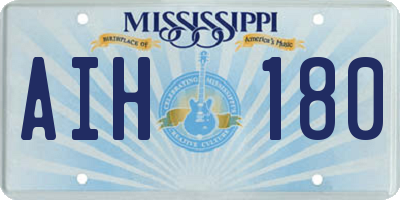 MS license plate AIH180