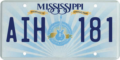 MS license plate AIH181