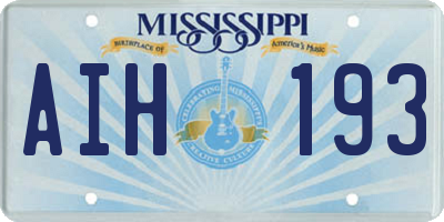 MS license plate AIH193