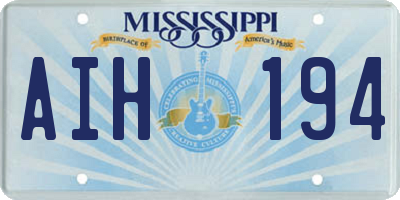 MS license plate AIH194