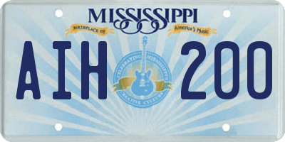 MS license plate AIH200