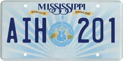 MS license plate AIH201
