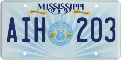 MS license plate AIH203